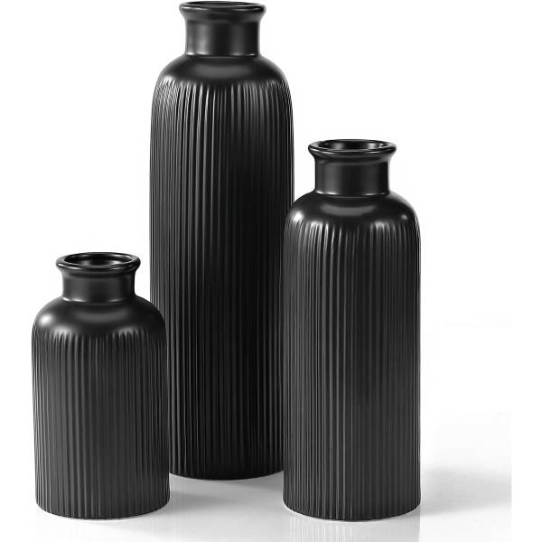 Black Ceramic Vase Set